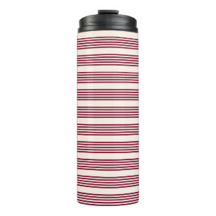 Burgundy rot und beige 5 Streifen Muster Thermosbecher