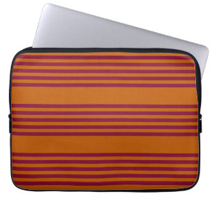 Burgundy rot und verbrannt orange fünf Streifen Mu Laptopschutzhülle