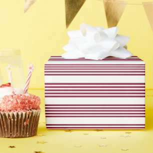 Burgundy rot-weiß fünf Streifen Muster Geschenkpapier