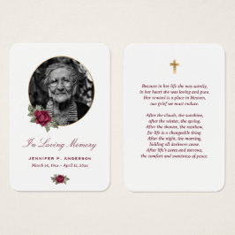Burgundy Rote Rose Gold Floral Memories Cards