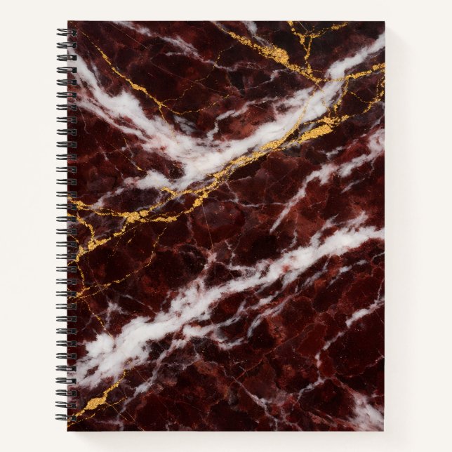 Burgundy Royale Marble with White & Gold Veining Notizbuch (Vorderseite)