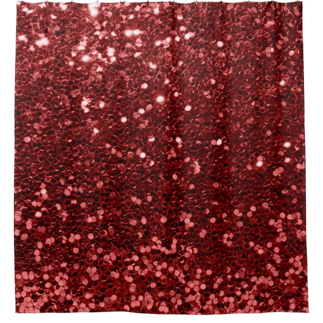Burgundy Ruby Red Maroon Imitats Glitzer Sequin Gl Duschvorhang (Vorderseite)