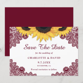 Burgundy Rustic Chic Sonnenblumen Hochzeit Save The Date