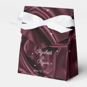 Burgundy Satin White Hearts Personalisiert Geschenkschachtel
