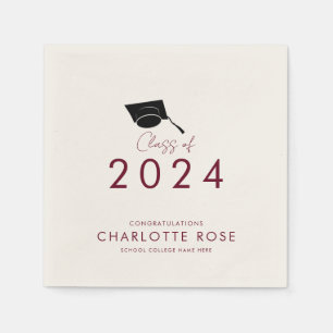 Burgundy Script 2024 Graduation Party Paper Serviette