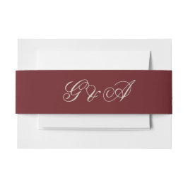 Burgundy Script Initials Wedding Einladungsbanderole