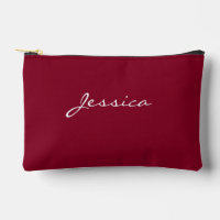 Burgundy Script Minimal Modern Travel Cosmetic