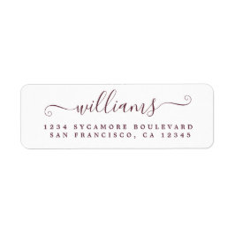 Burgundy Script Nachname-Rücksendeadresse