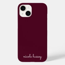 Burgundy Script | Stilvolle Monogram modern Case-Mate iPhone 14 Hülle