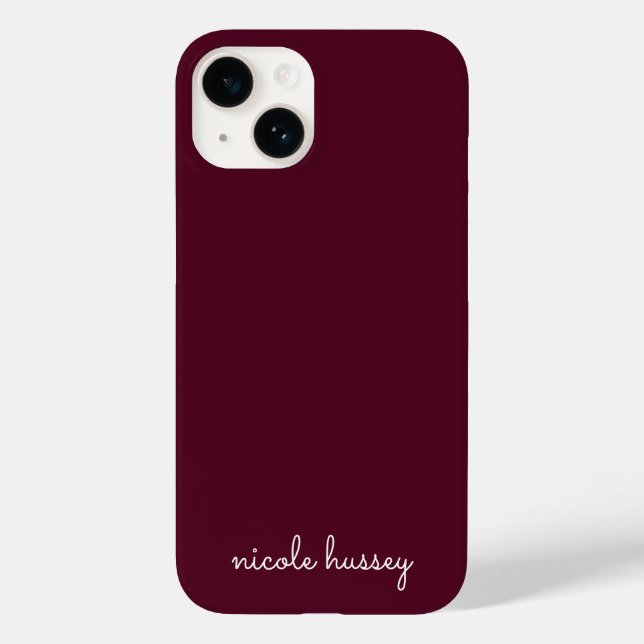 Burgundy Script | Stilvolle Monogram modern Case-Mate iPhone Hülle (Rückseite)