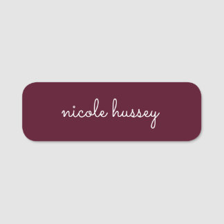 Burgundy Script | Stilvolle Monogram modern Namensschild