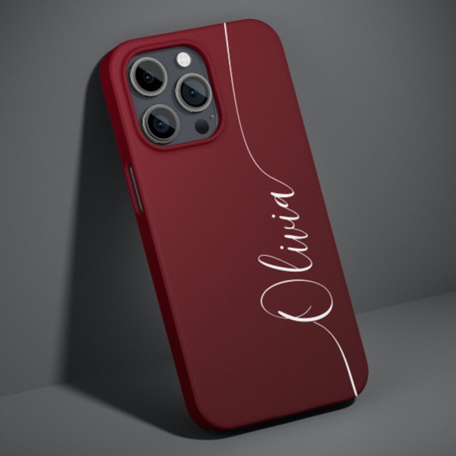 Burgundy Shimmer Eleganter Calligrafy Script Name Case-Mate iPhone Hülle (Von Creator hochgeladen)