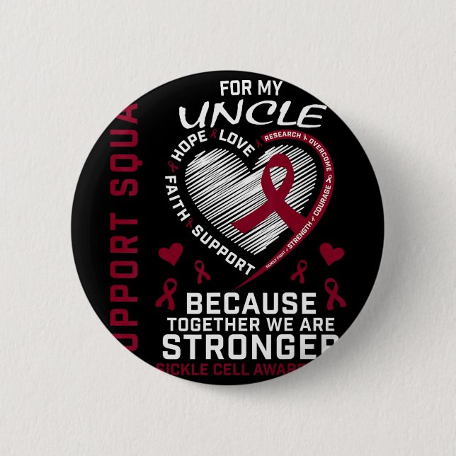 Burgundy Sickle Cell Awareness Items Uncle Support Button (Vorderseite)