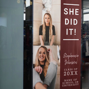 Burgundy sie machte es Foto Collage Abschluss Banner