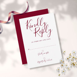 Burgundy Signature Script Modern RSVP Karte