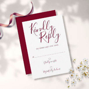 Burgundy Signature Script Modern RSVP Karte
