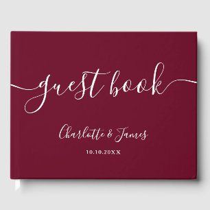 Burgundy Signature Script Wedding Gästebuch