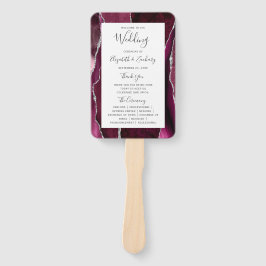 Burgundy Silver Agate Wedding Program Fächer