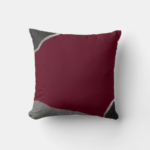Burgundy Silver Grau Minimalistisch Abstrakt Kissen