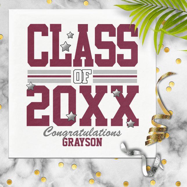 Burgundy|Silver Schließ Class Year Serviette (Von Creator hochgeladen)