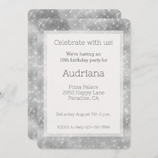 Burgundy Silver Sparkle Glitz Geburtstag Einladung