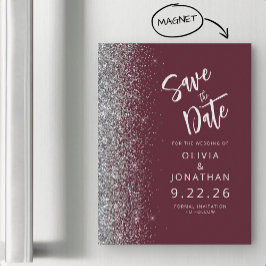 Burgundy Silver Wedding Save the Date Magneteinladung