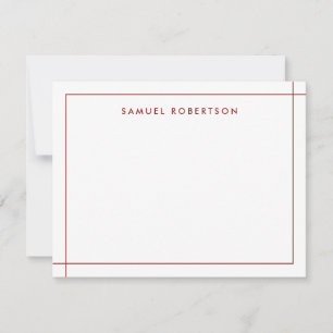 Burgundy Simple Border Corner Square Note Card Mitteilungskarte