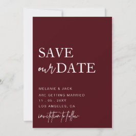 Burgundy Simple Calligraphy Save the Date