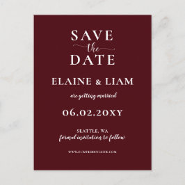 Burgundy Simple Calligraphy Save the Date Ankündigungspostkarte
