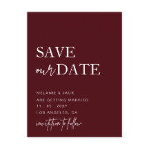 Burgundy Simple Calligraphy Save the Date