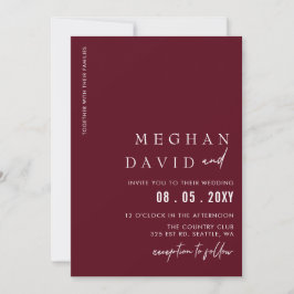Burgundy Simple Elegante Moderne Hochzeit Einladung