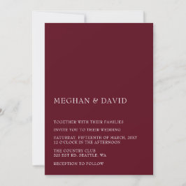 Burgundy Simple Elegante Moderne Hochzeit Einladung
