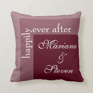 Burgundy Simple Modern Chic Script Wedding Kissen