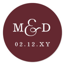 Burgundy Simple Modern Monogram Wedding