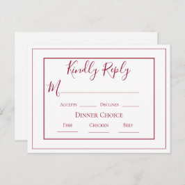 Burgundy Simple Modern Wedding RSVP Postcard Postkarte