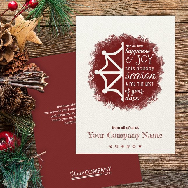 Burgundy Snowflake Business Holiday Card Einladung (burgundy company holiday cards)
