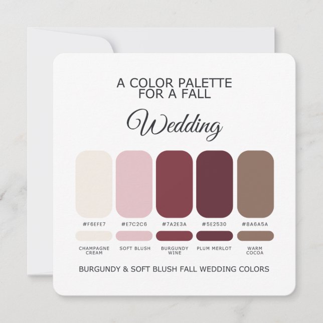 Burgundy Soft Blush Herbst Hochzeitspalette 2026 K Einladung (Vorderseite)