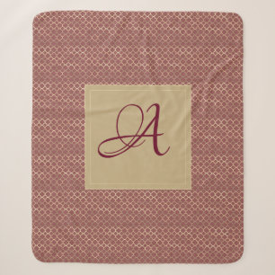 Burgundy Sojabohnen Monogram Decke QuatrefolienWed Sherpadecke