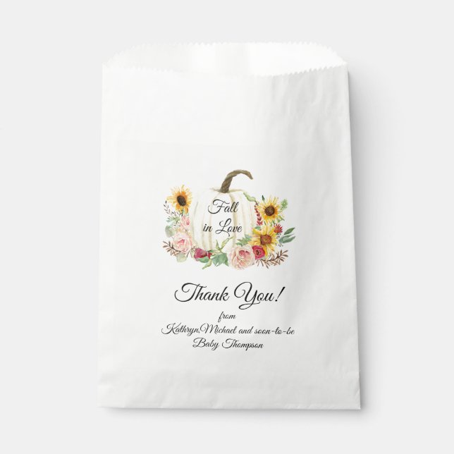 Burgundy Sonnenblume Rustikale Pumpkinsel Baby Geschenktütchen (Vorderseite)