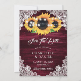 Burgundy Sonnenblume speichern Datumskarten Save The Date