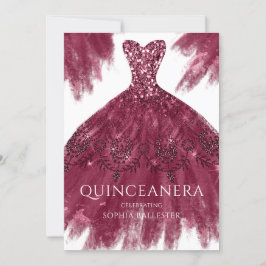 Burgundy Sparkle Dress Elegante Gown Quinceanera Einladung