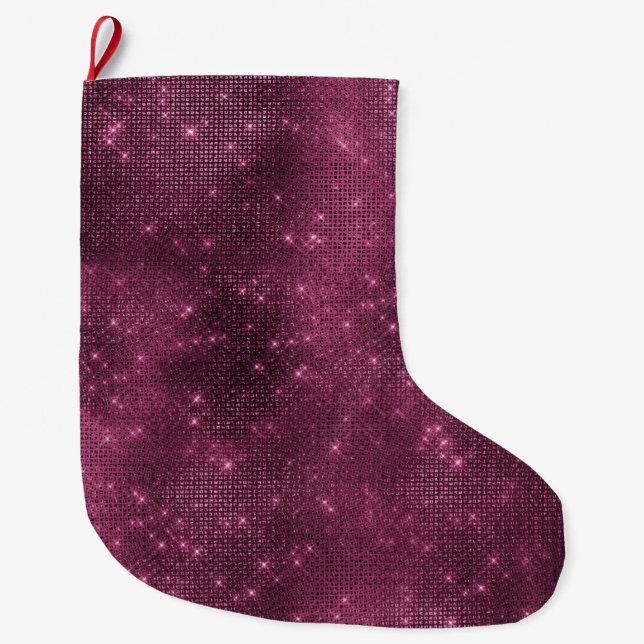 Burgundy Sparkle Großer Weihnachtsstrumpf (Vorderseite)