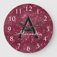 Burgundy Sparkle Shimmer Monogram Name & Initial