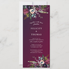 Burgundy Splendor Boho Floral Wedding Einladung