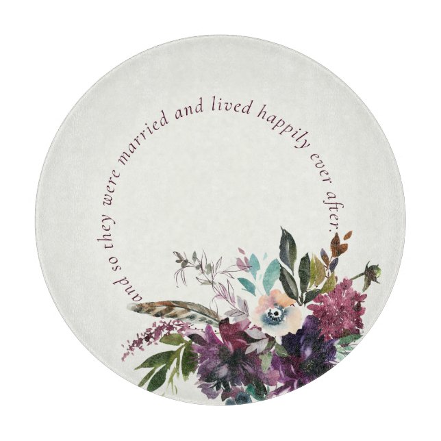 Burgundy Splendor Watercolor Floral Ivory Wedding Schneidebrett (Vorderseite)