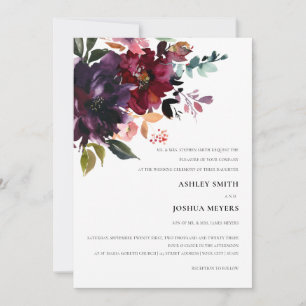 Burgundy Splendor Watercolor Floral Wedding Einladung