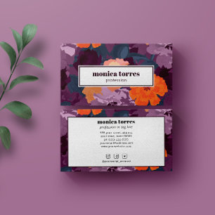 Burgundy Spring Blumen Orange Lila soziale Symbole Visitenkarte