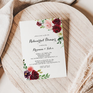 Burgundy Spring Calligraphy Probe Dinner Einladung