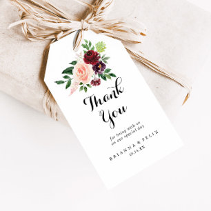 Burgundy Spring Floral Wedding Vielen Dank Geschenkanhänger
