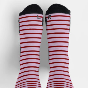 ฺ Burgundy Strip Muster Niedlich rosa Hintergrund Socken